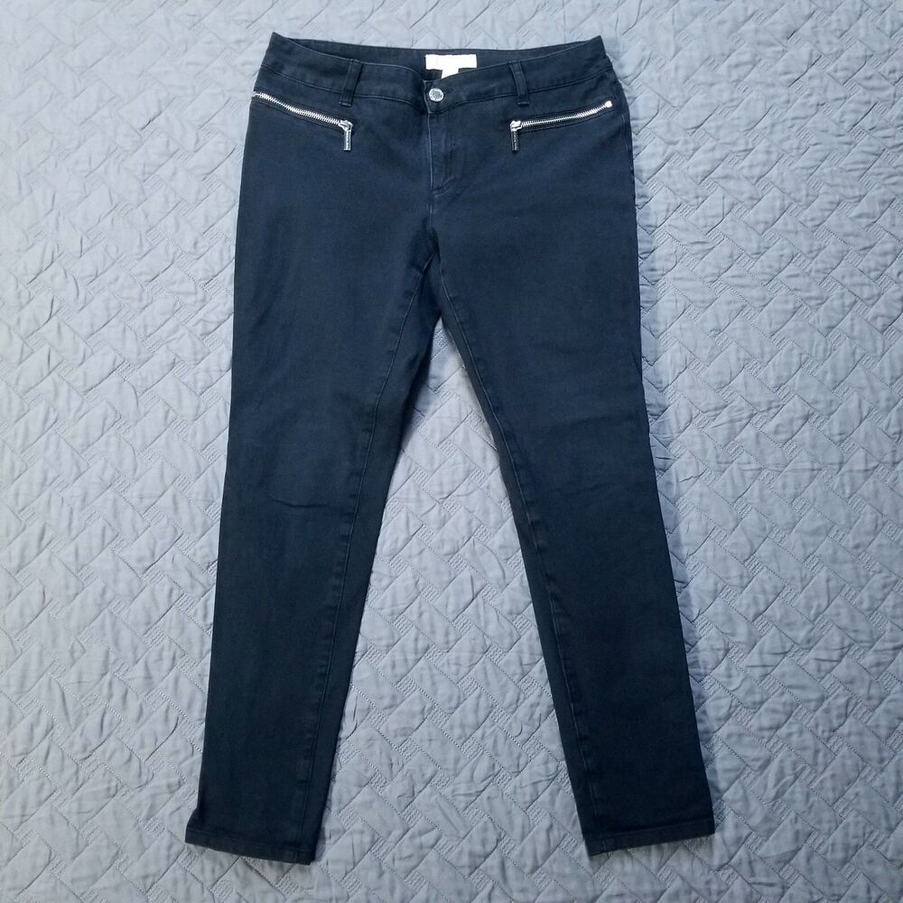 Michael Kors Jeans Womens Size 10 Black Slim Straight‎ Dark Wash Denim Skinny